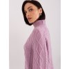 Világoslila fonott pulóver garbóval