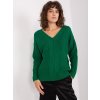 Sötétzöld V-nyakú pulóver