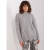 Szürke fonott garbós pulóver