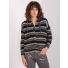 Fekete csíkos pulóver kapucnival
