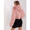 Világos rózsaszín rövid kabát kapucnival