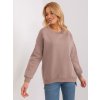 Sötét bézs lezser basic pulóver