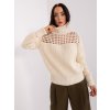 Világos bézs perforált pulóver garbóval