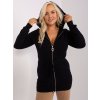 Fekete pulóver cipzárral és kapucnival (Méret XL/2XL)