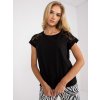 Fekete női csipke ujjú póló