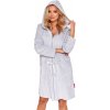 Világosszürke velúr köntös cipzárral és S kapucnival
