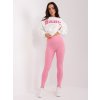 Rózsaszín bordázott leggings magas derékkal