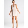 Bézs mini ruha kiszélesedő szoknyával