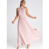 Világos rózsaszín hosszú ruha hasítékkal