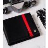 Rovicky Fekete bőr pénztárca piros csíkos L190