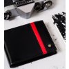 Rovicky fekete bőr pénztárca piros csíkkal L183