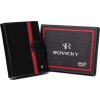 Rovicky fekete bőr pénztárca zárással és piros csíkkal L182