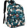 Peterson sötétzöld virágos hátizsák laptop zsebbel