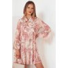 Rózsaszín mintás lezser miniruha PRINSA