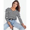 Fekete-fehér csíkos póló fodrokkal a vállán HILAN