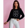 Fekete könnyű pulóver nyomtatással LOVE CLOVER (Méret ONE SIZE)