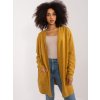 Mustársárga lezser kardigán zsebekkel