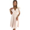 Világos bézs ruha átlapolt nyakkivágással SCARLETT