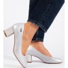 Ezüst női blokkssarkú szandál