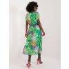 Zöld mintás rakott midi ruha övvel