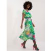 Zöld mintás rakott midi ruha övvel