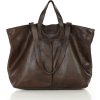 MARCO MAZZINI sötétbarna bőr shopper táska (Méret ONE SIZE)
