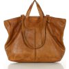 MARCO MAZZINI camel bőr shopper táska