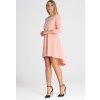 Világos rózsaszín elegáns aszimmetrikus ruha
