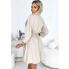 Világos bézs mini ruha mélyen dekoltált BINDY