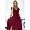 Bordó fényes maxi ruha V-nyakkal CRYSTAL