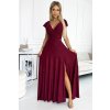 Bordó fényes maxi ruha V-nyakkal CRYSTAL