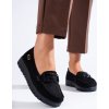 Fekete velúr platformos mokaszin Shelovet (Méret 36)