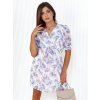 Fehér és lila virágos miniruha LILIANNA