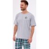 Cornette Explore szürke-kék kockás pizsama