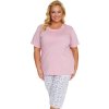 (Méret 2XL) Doctor Nap Női rózsaszín pizsama virágos 3/4-es nadrággal (Méret 2XL)