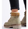 Khaki női trapper cipő kötött betéttel