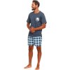 Szürke férfi rövid pizsama kockás rövidnadrággal