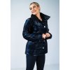 Sötétkék fényes steppelt kabát