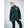 Sötétzöld fényes steppelt kabát