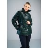 Sötétzöld fényes steppelt kabát