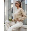 Bézs színű női basic pulóver SWAN (Méret S)