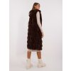 Sötétbarna midi szőrme mellény kapucnival