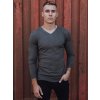 Sötétszürke férfi pulóver V-nyakkal