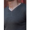 Sötétszürke férfi pulóver V-nyakkal