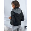 KENZA Fekete bőrdzseki kapucnival