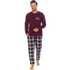 Bordó színű férfi pizsama kockás nadrággal