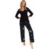 Fekete hosszú viszkóz pizsama MYSTERY (Méret S)