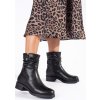 Sergio Leone fekete bőr bélelt női bokacsizma, sarok 3,5 cm