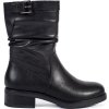 Fekete bőr női bélelt bokacsizma, sarok 4 cm