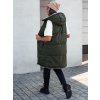 Sötétzöld női hosszú steppelt mellény kapucnival COSYVIVA